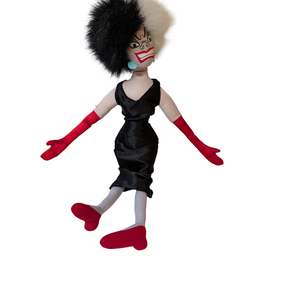 Disney Cruella De Vil Plush Doll 101 Dalmatians Villain Black White Hair 18 Inch
